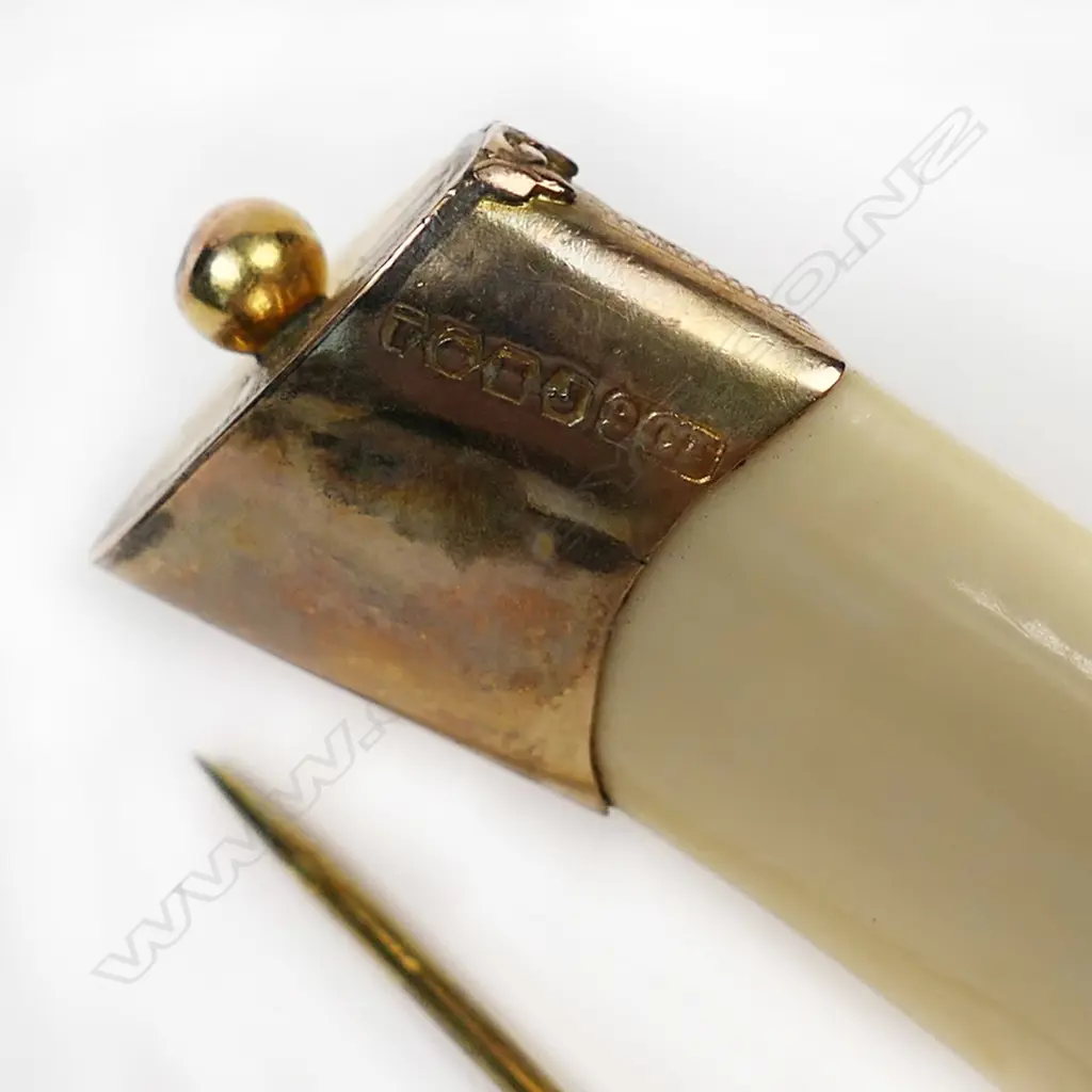 A New Zealand 9ct gold tusk brooch, Image 1++